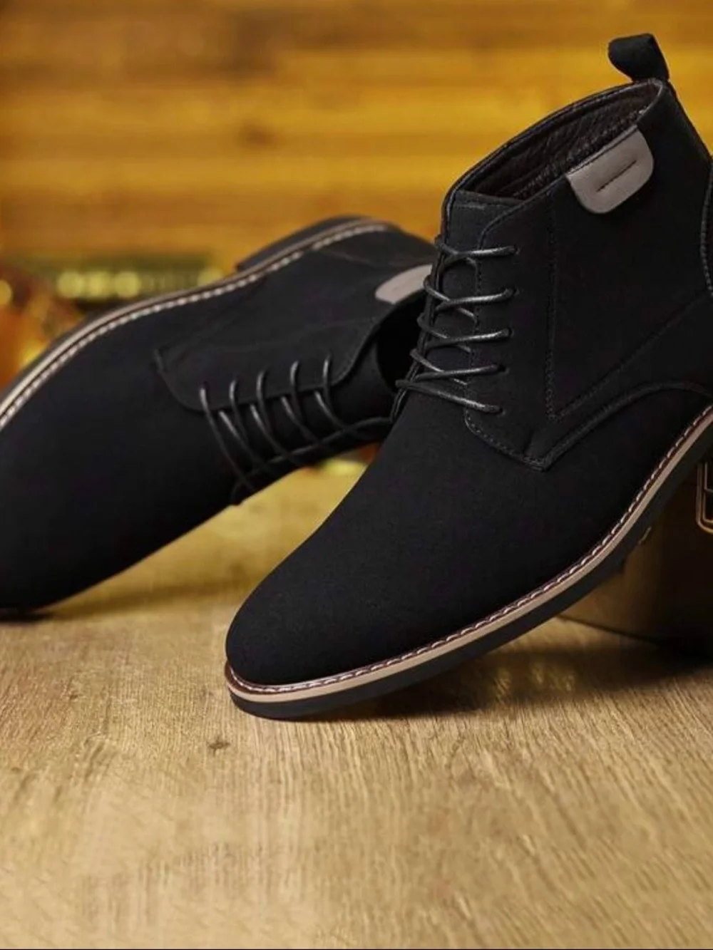 New High-Top Leather Ankle Boots, Suede Leather British Vin